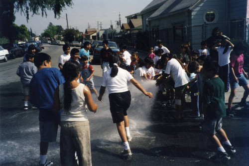 Playing in water, Cypress Park Branch Library