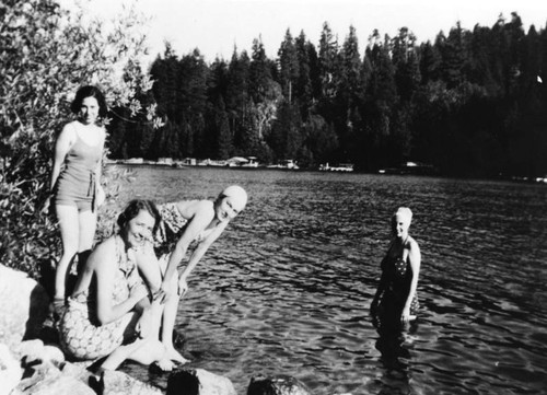 Women at a lake