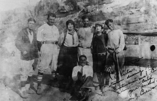 Mexican American women with baseball players