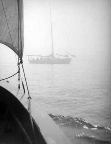 Furled sails on a Newport Beach sailing trip