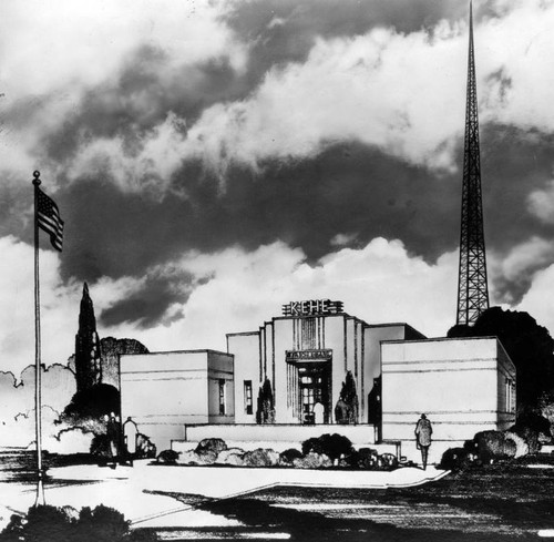 KEHE's transmitter building, a drawing