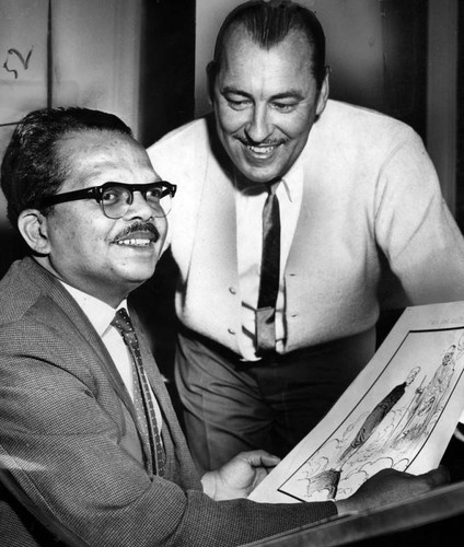 Indian cartoonist P.K.S. Kutty and Karl Hubenthal