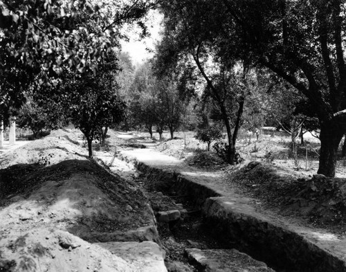 Mission San Gabriel Arcangel irrigation ditch, view 2