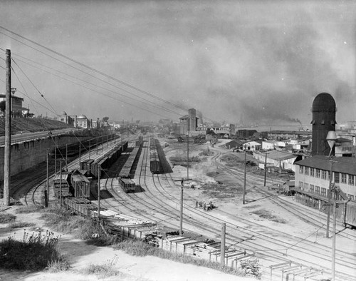 Railroad tracks along the harbor