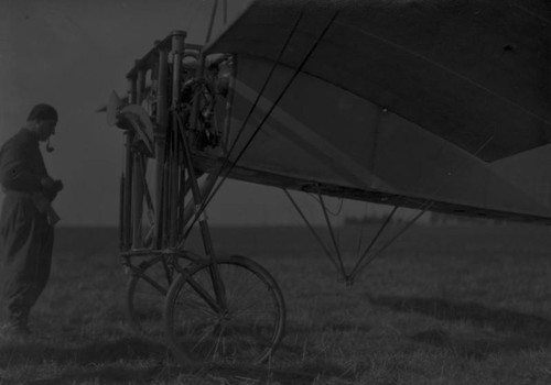 Mescarol ready to take off in Bleriot monoplane