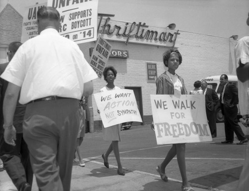 Demonstrators outside the Thriftimart