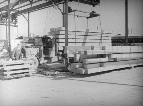 Loading the front of a big rig at Los Angeles Harbor