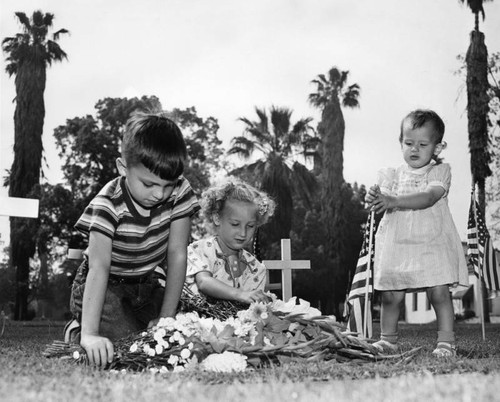 Children at cemetery