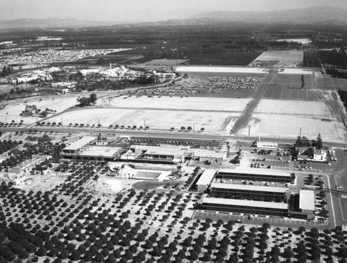 Disneyland Hotel and Disneyland, looking east