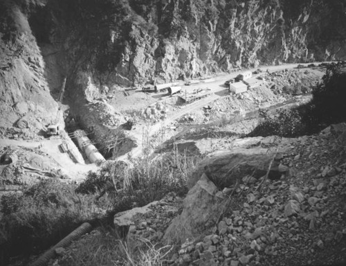 Construction below the San Gabriel Dam