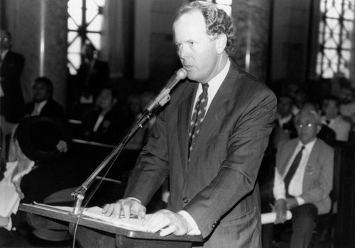 Unidentified man in City Council chamber