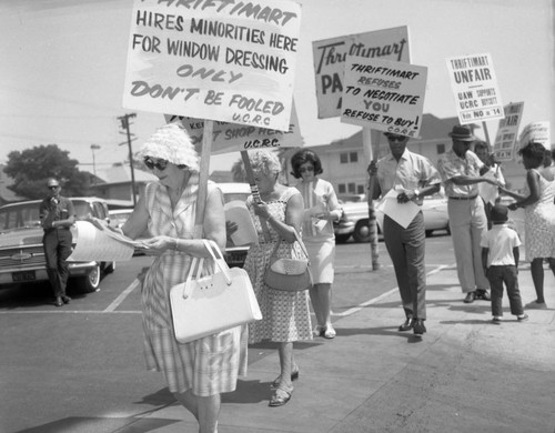 Demonstrators outside the Thriftimart