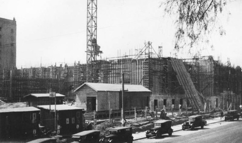 LAPL Central Library construction, north elevation from n.e