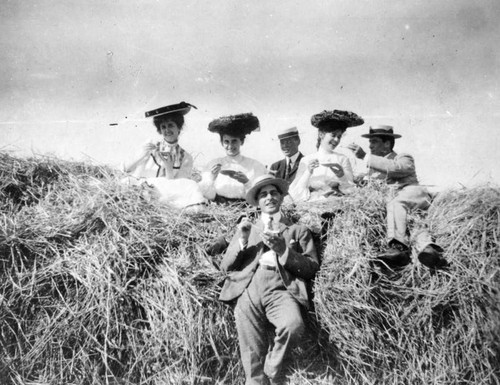 Picnic on haystack