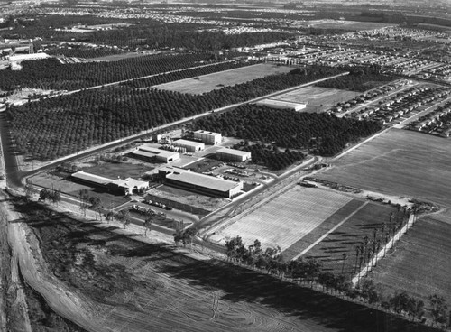 Crescent Way, Muller Street and Santa Ana Freeway, looking southeast