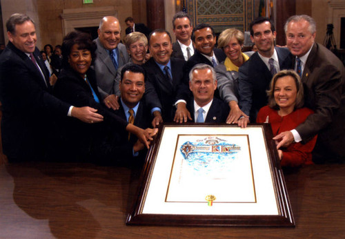 Hahn, Smith, Villaraigosa, Weiss and Zine, City Council meeting