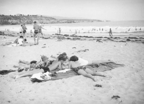 Playing a game on the beach, Corona Del Mar