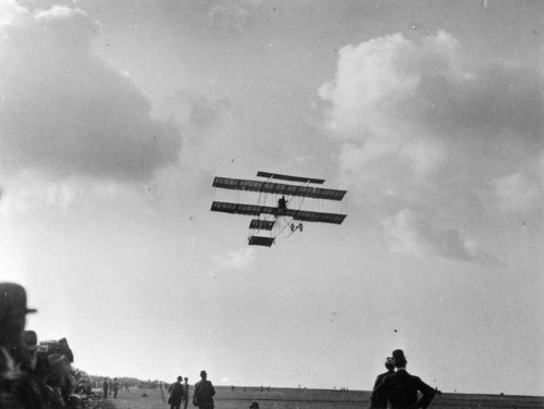 A Curtis biplane in flight