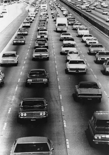 Heavy traffic on Santa Monica Freeway