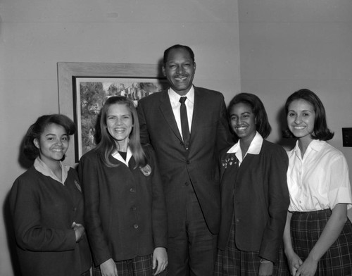 Councilman Tom Bradley with Bishop Conaty students