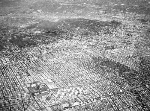 Aerial view of Los Angeles and surrounding vicinities, looking northeast