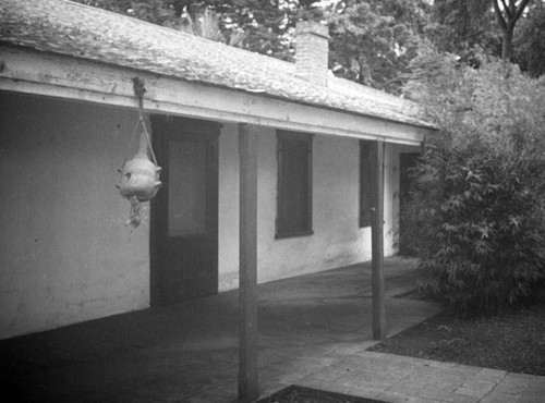 Roof and porch at the Rancho Aguaje de la Centinela adobe