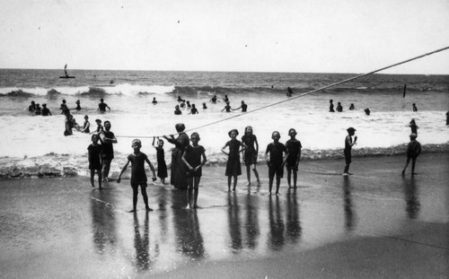 Children playing on Santa Monica beach