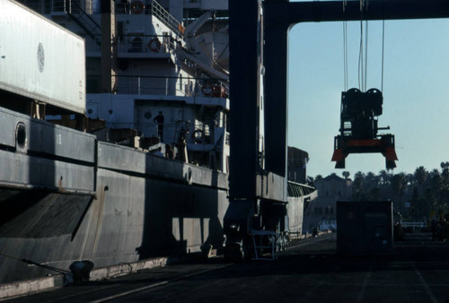 Crane loading of ships, Port of Los Angeles, San Pedro