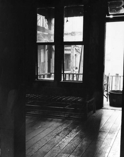 Interior of a slum apartment, Bunker Hill