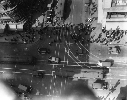 Looking down, 7th and Broadway