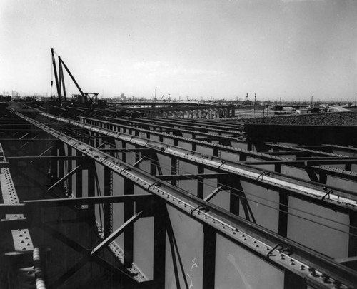 Steel girders for freeway construction