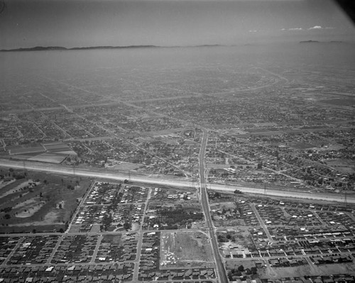 Downey, looking northwest, Firestone Boulevard and Rio Hondo