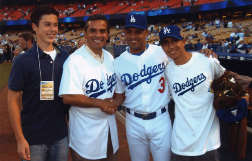 Antonio Villaraigosa and Cesar Izturis, Dodger Stadium