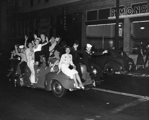 Celebrating from a car