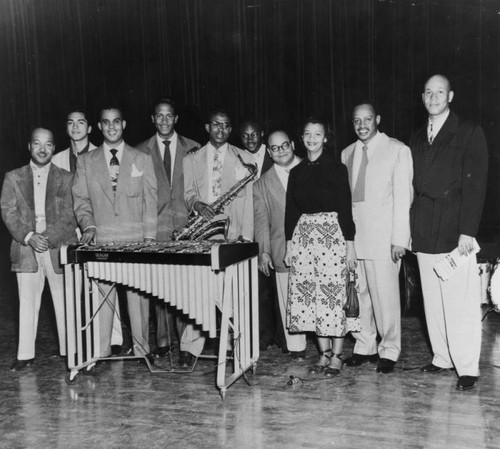 Musician Lionel Hampton and band