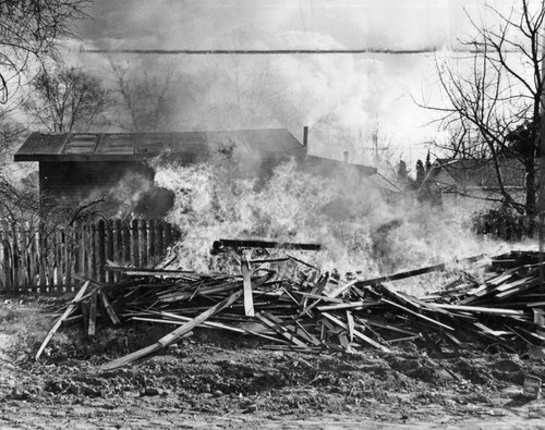 Abandoned house used in fire test