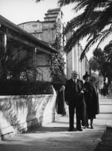 Ethel Schultheis' parents at Mission San Gabriel