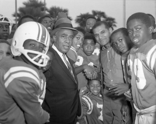 Football players at Wrigley Field