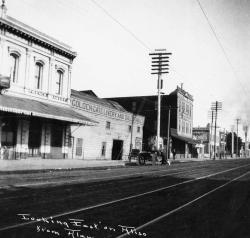 Looking east on Aliso St. from Alameda St