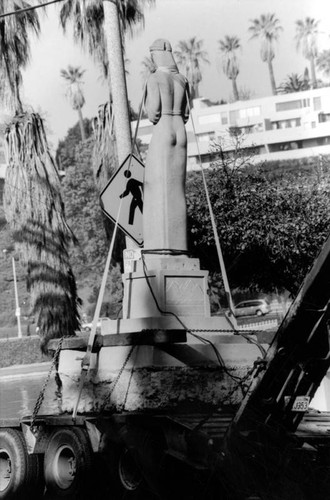 Moving statue to Echo Park, view 7