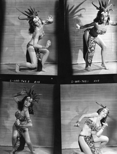 Dancer in exotic costume, views 1-4