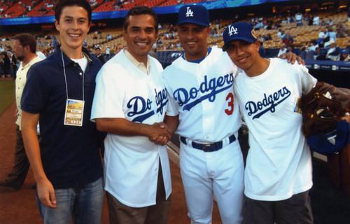 Antonio Villaraigosa and Cesar Izturis, Dodger Stadium