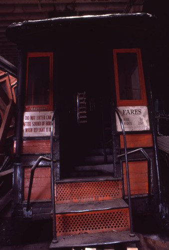 Angels Flight cars in storage