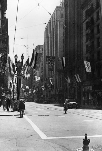 Olympic flags on Spring Street