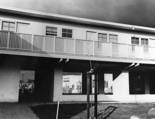 Exterior of newly completed buildings, Aliso