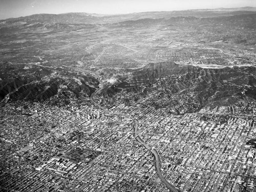 Aerial view of Los Angeles and surrounding vicinities, looking northwest