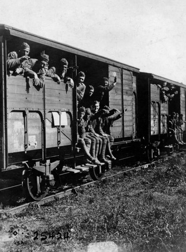 Troops leaving Monpont, France