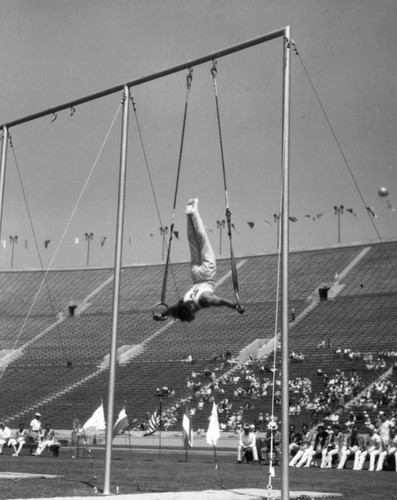 Gymnast on the rings, 1932 Olympic Games