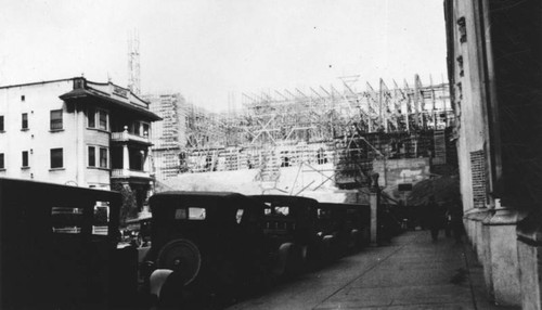 LAPL Central Library construction, south view from Hope Street