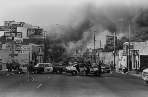 Torched buildings, Los Angeles Riots